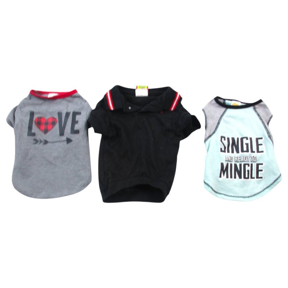 Closet Dog Shirt Trio M Love Graphic Single Ready to Mingle Funny Pet Outfit Set